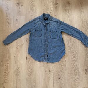 Rails Raw Hem Tencel Shirt Womens Soft Denim Button Up Sz. M